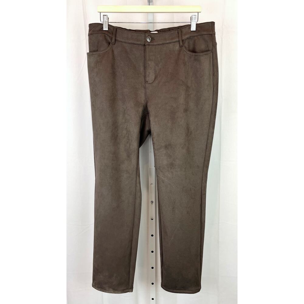 J. JILL 18 Taylor Luxe Faux Suede Ankle Pants Straight Leg Zip Fly Mocha Brown